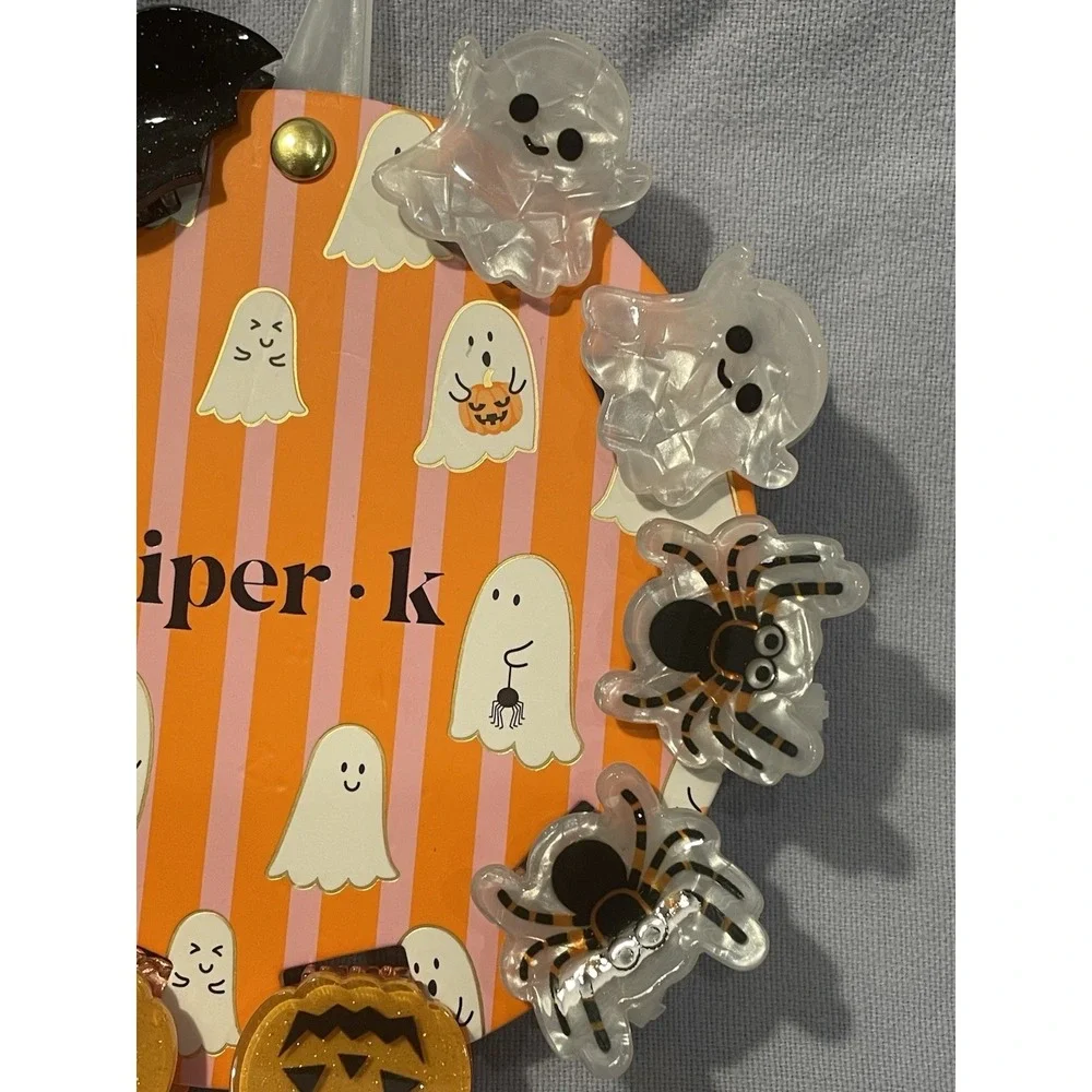 NEW Set of 10 Piper K Hair Claw Clips Halloween - Ghost Bat Spider Cat Pumpkin